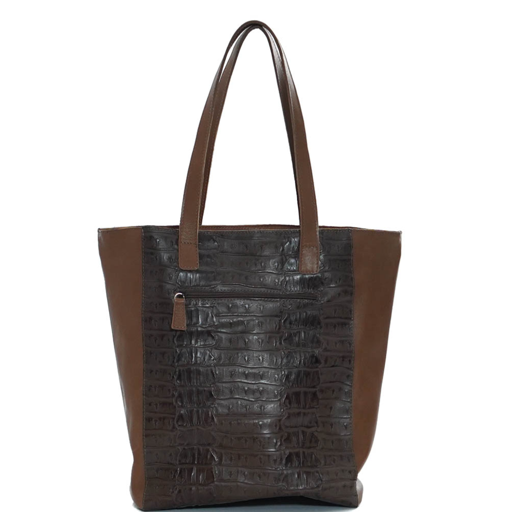 Дамска чанта от естествена италианска кожа модел TAMARA brown cro